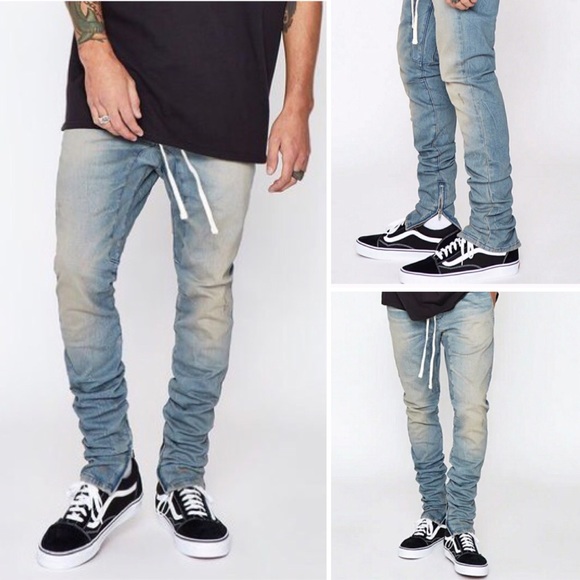 pacsun drop skinny side stripe denim jogger pants